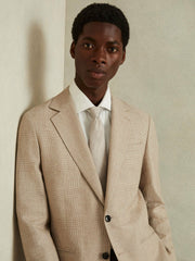 Men Textured Silk Blend Tie in Soft Champagne