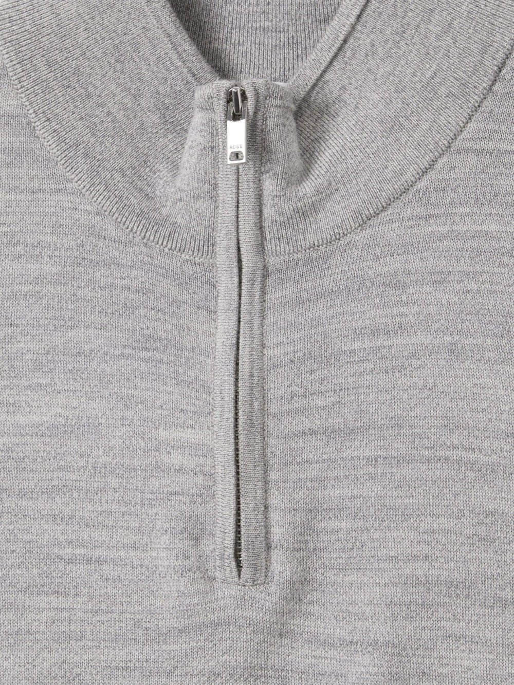 Men Merino Wool Half-Zip Jumper in Soft Grey Mouline