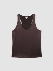 Women Silk Scoop-Neck Vest in Mauve