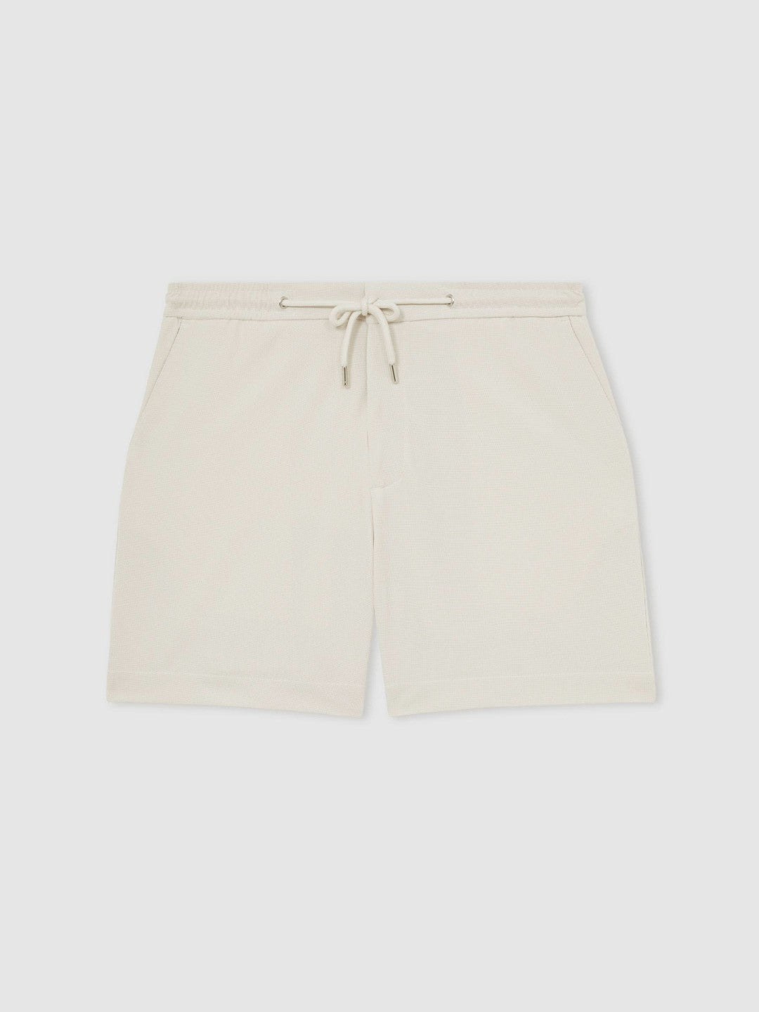 Men Textured Drawstring Shorts in Stone