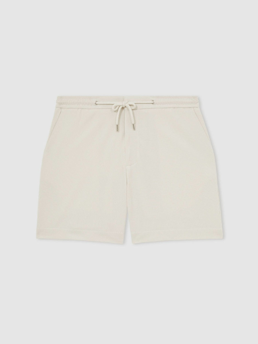 Men Textured Drawstring Shorts in Stone