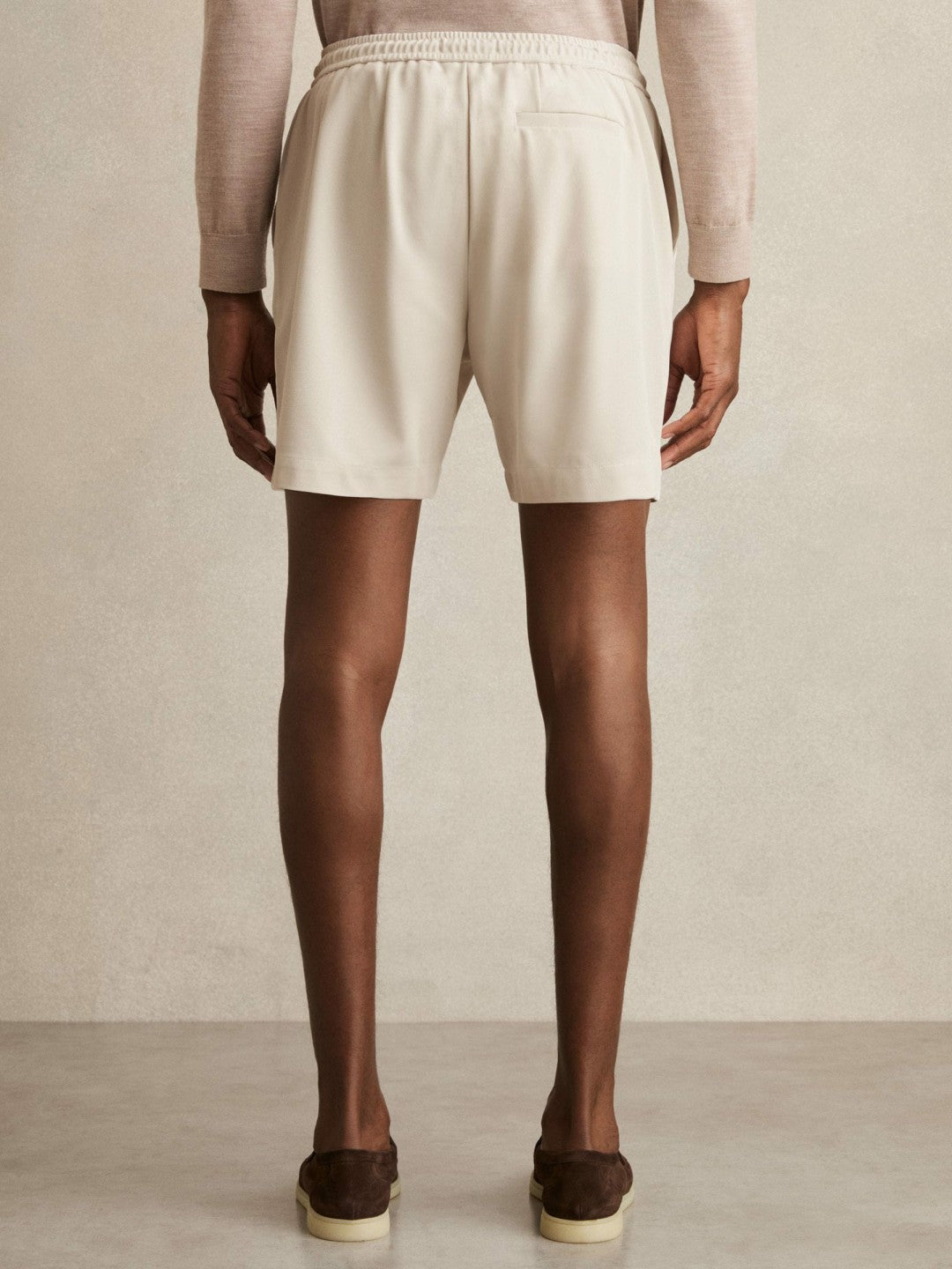 Men Textured Drawstring Shorts in Stone