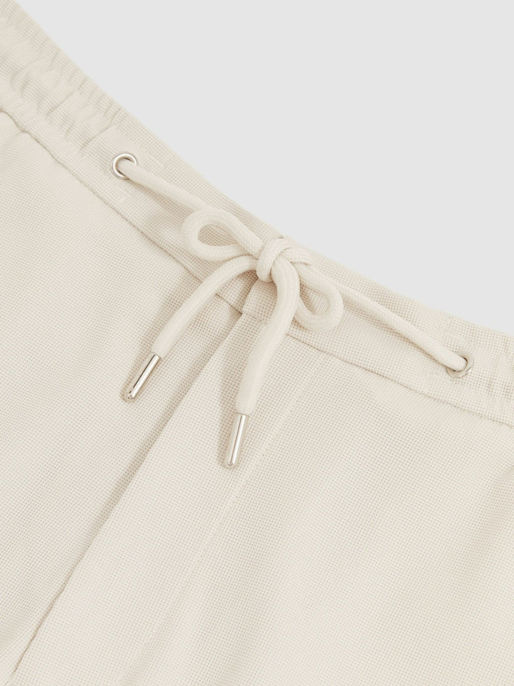 Men Textured Drawstring Shorts in Stone