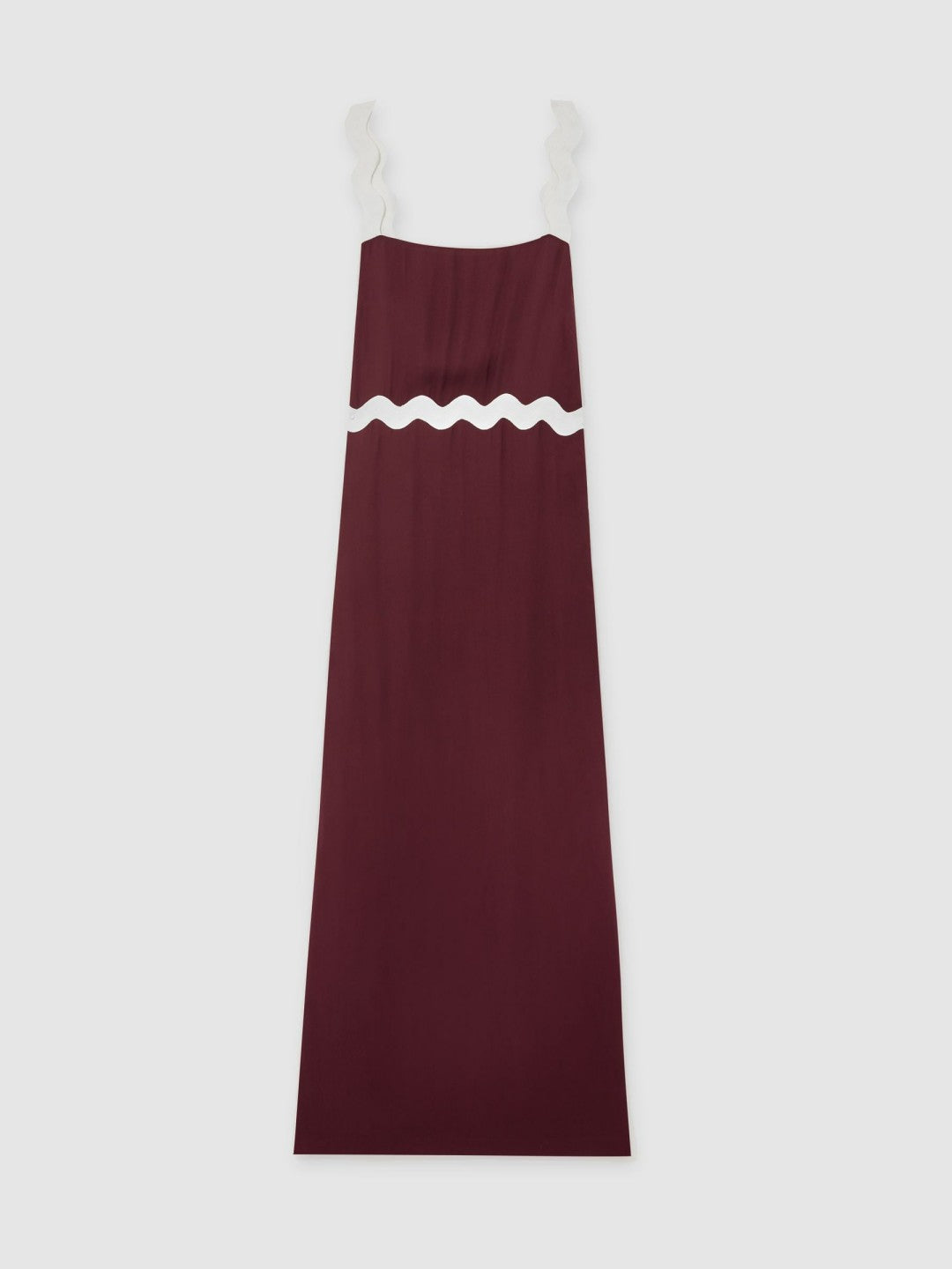 Women Wave-Trim Crepe Midi Dress in Burgundy