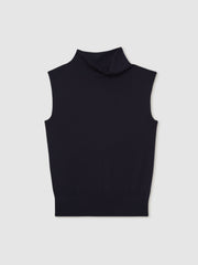 Women Wool Slouched Sleeveless Top in Navy