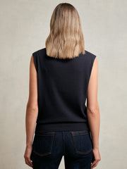 Women Wool Slouched Sleeveless Top in Navy