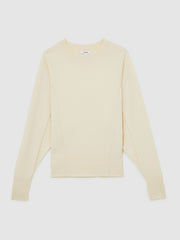 Women Wool-Blend Reverse-Seam Batwing Jumper With Cashmere in Cream
