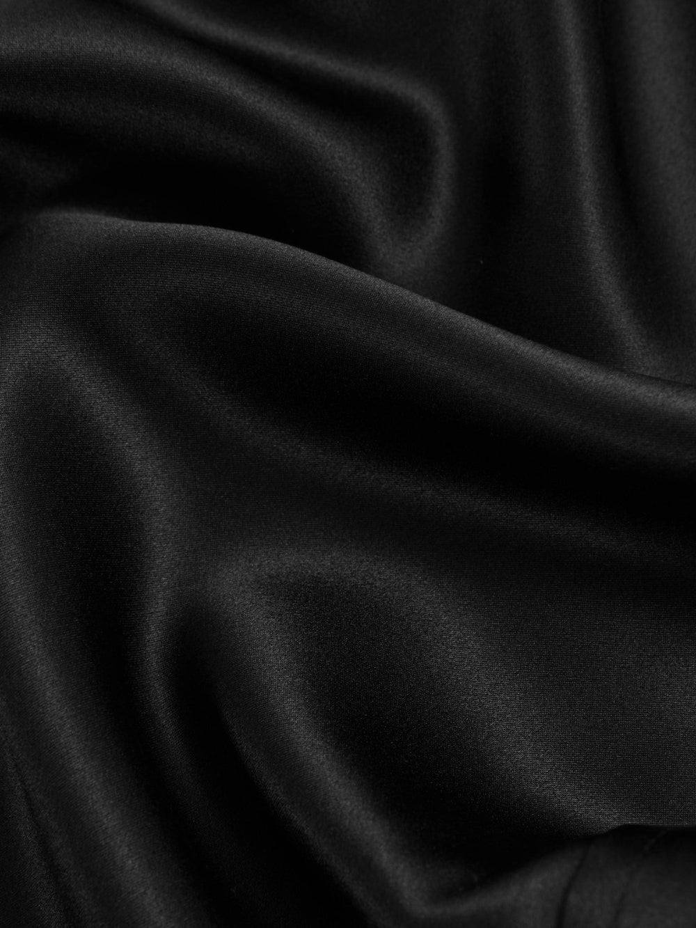 Women Silk-Satin Concealed-Placket Shirt in Black
