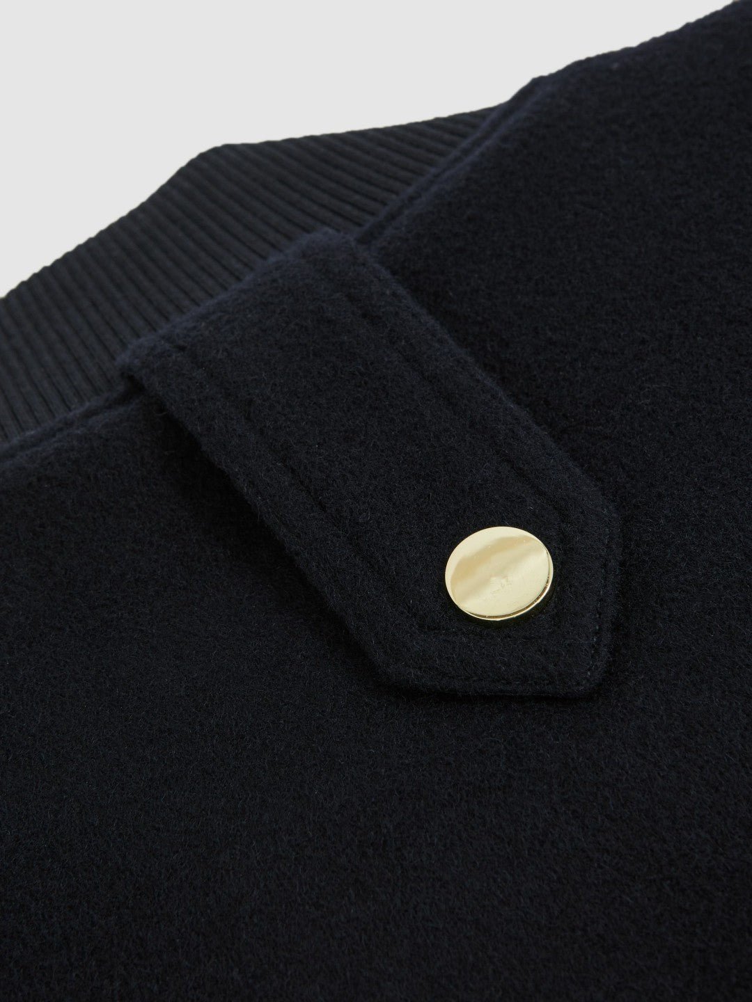 Women Brushed Wool Epaulette Bomber Jacket in Navy