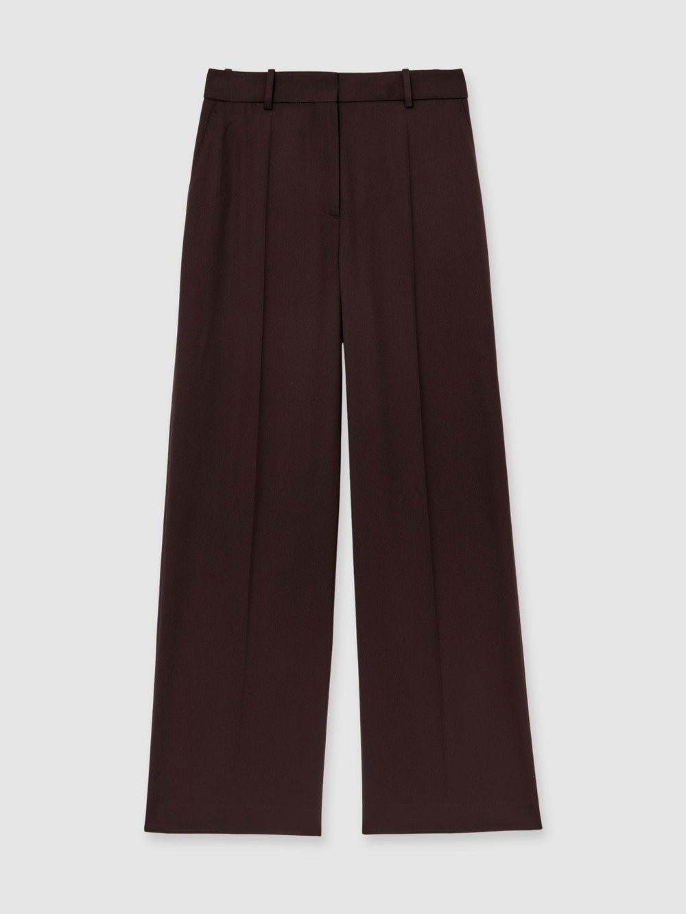 Women Wool-Blend Wide-Leg Suit Trousers in Aubergine