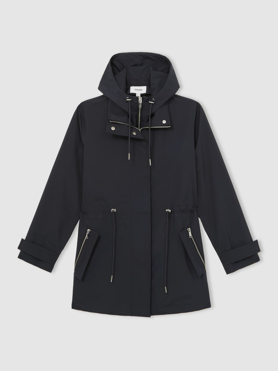 Women Removable-Hood Rain Coat in Navy