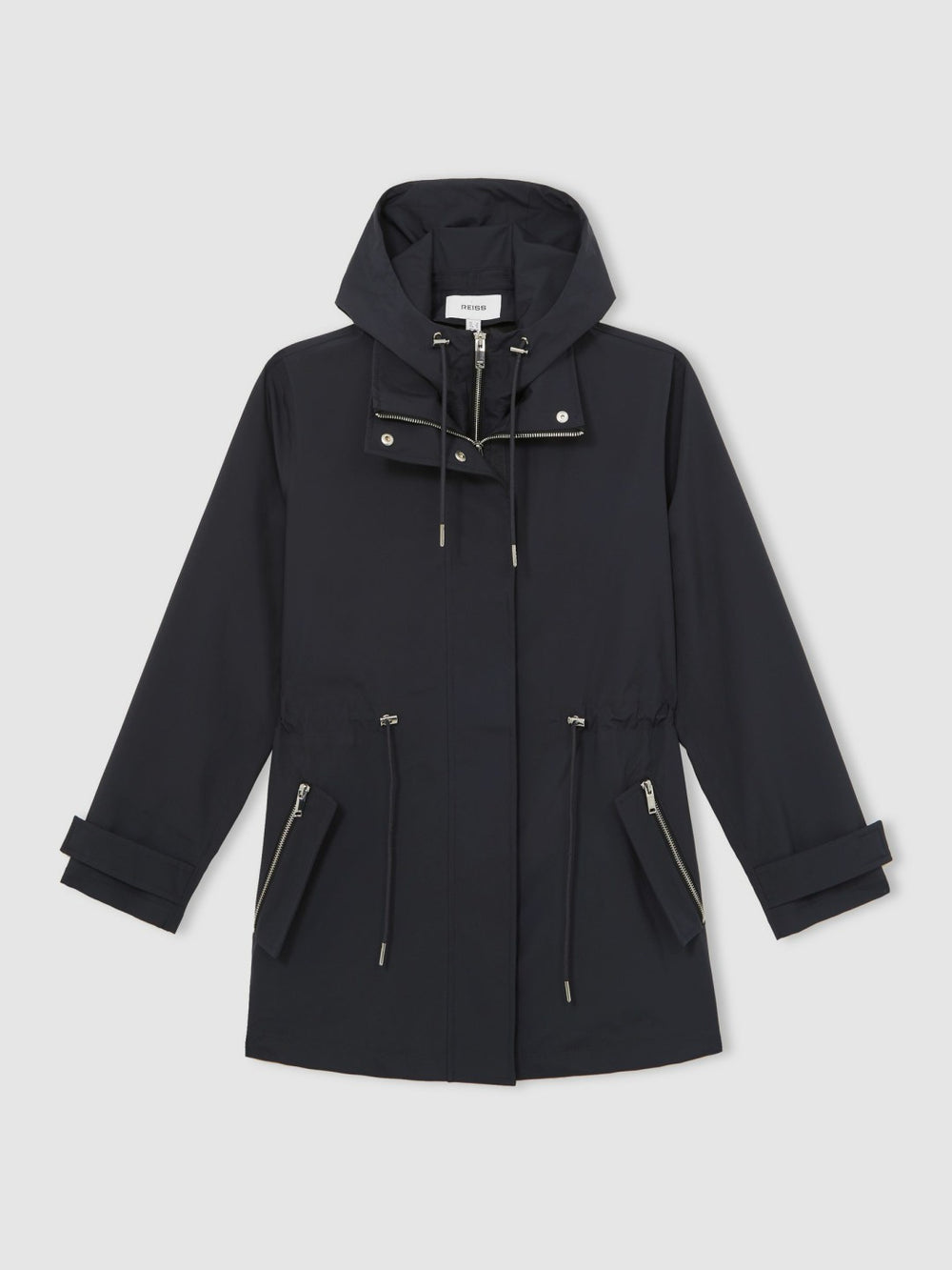 Women Removable-Hood Rain Coat in Navy