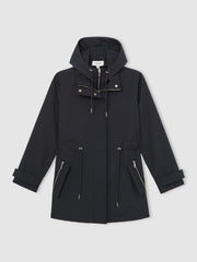 Women Removable-Hood Rain Coat in Navy