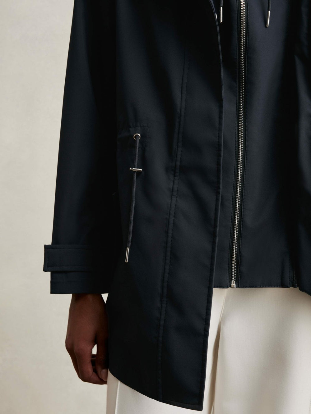 Women Removable-Hood Rain Coat in Navy