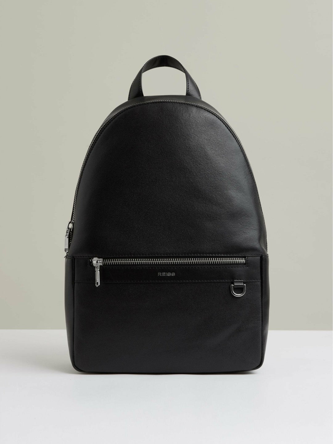 Men Micro-Grain Leather Backpack in Black