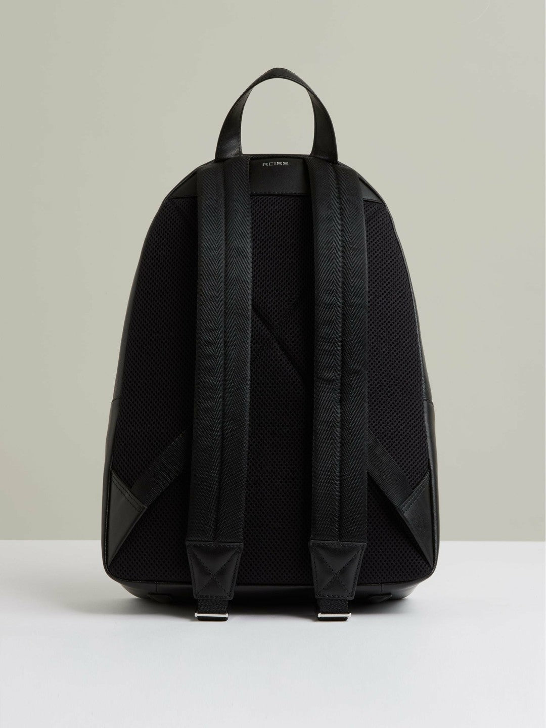Men Micro-Grain Leather Backpack in Black