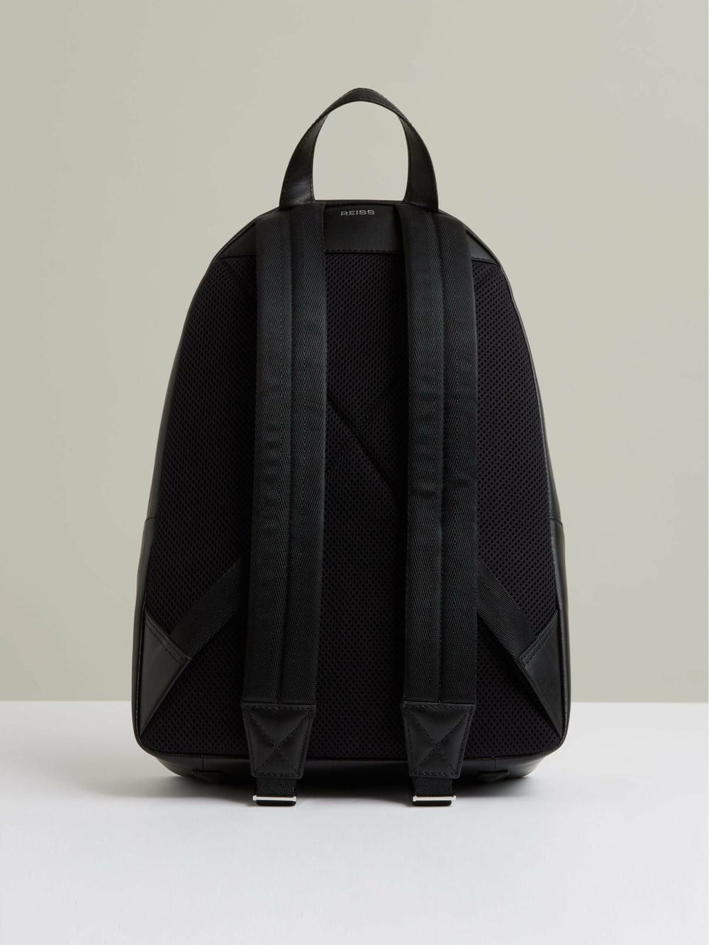 Men Micro-Grain Leather Backpack in Black