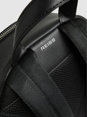 Men Micro-Grain Leather Backpack in Black