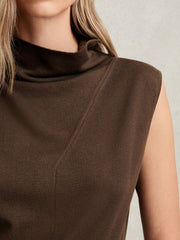 Women Wool Slouched Sleeveless Top in Chocolate