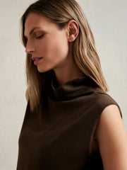 Women Wool Slouched Sleeveless Top in Chocolate