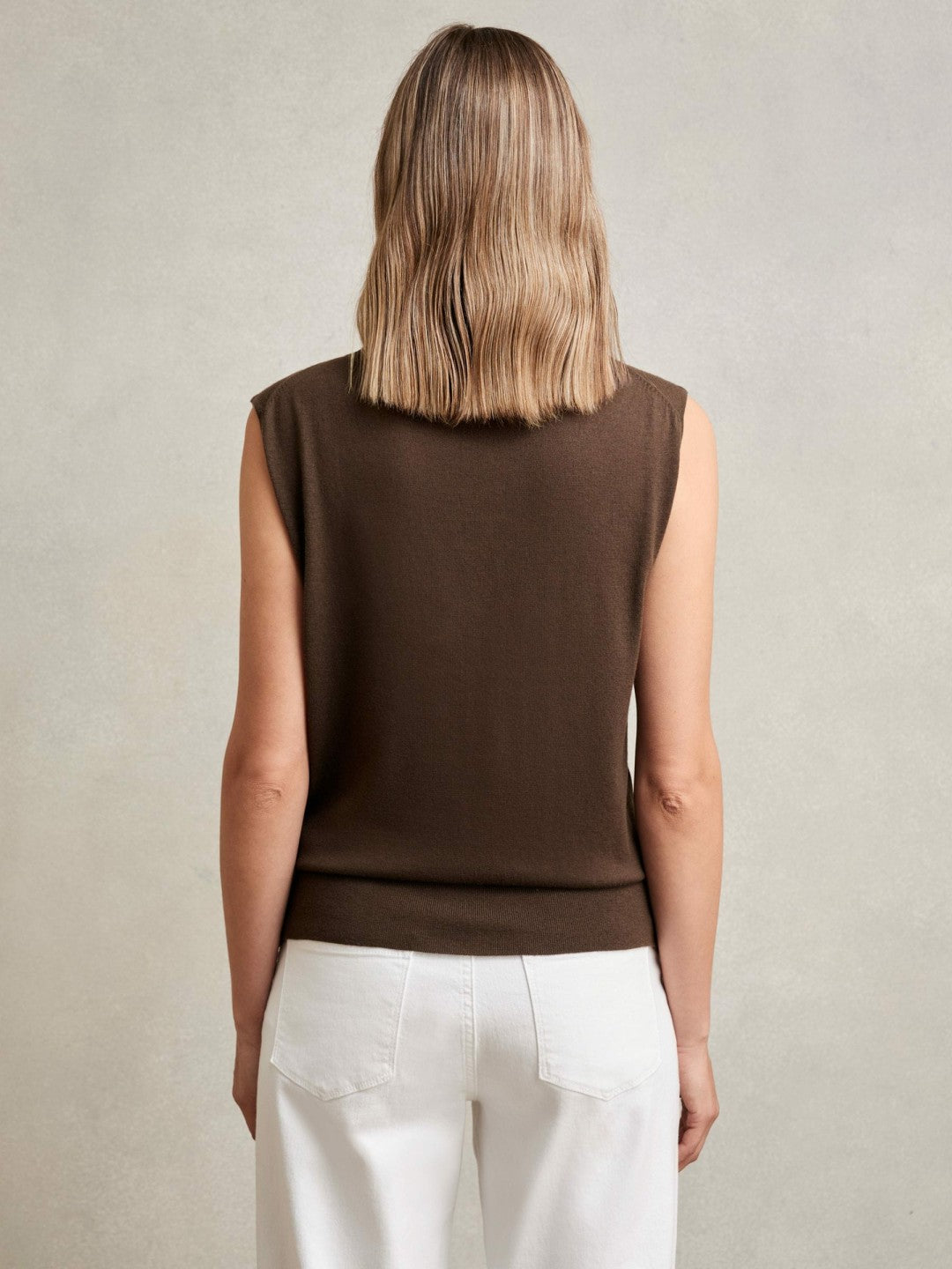 Women Wool Slouched Sleeveless Top in Chocolate