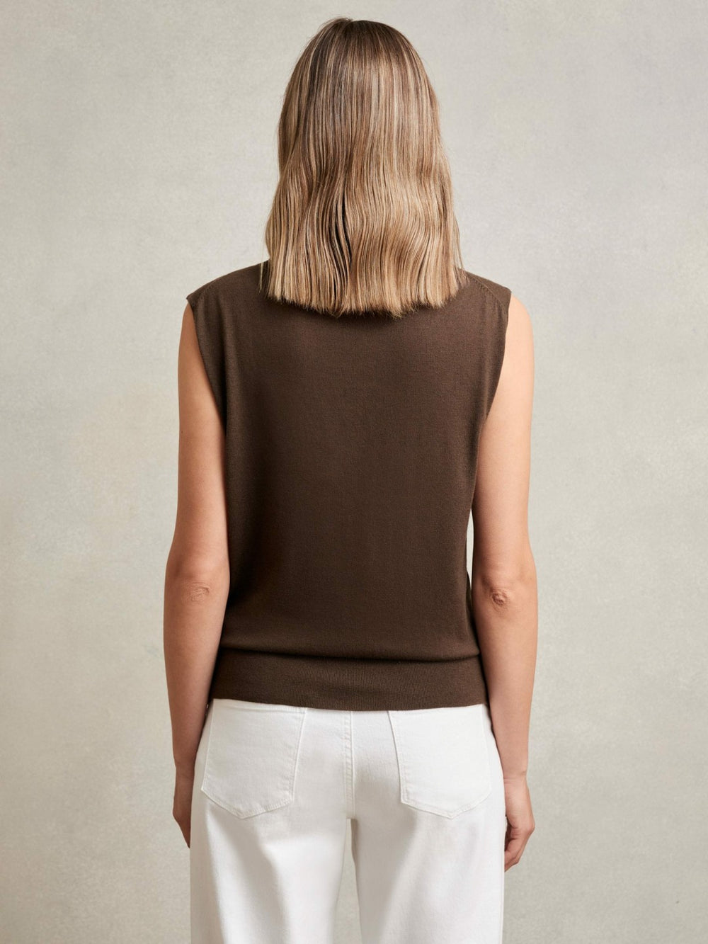 Women Wool Slouched Sleeveless Top in Chocolate