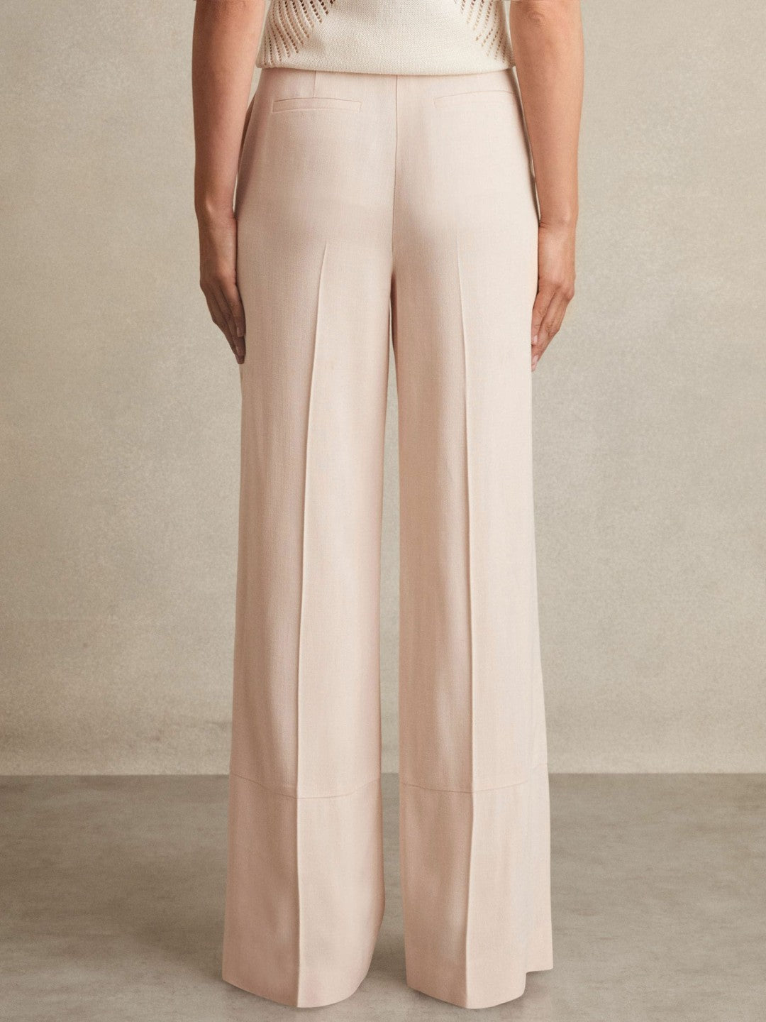 Women Petite Wide-Leg Suit Trousers in Pink