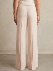 Women Petite Wide-Leg Suit Trousers in Pink