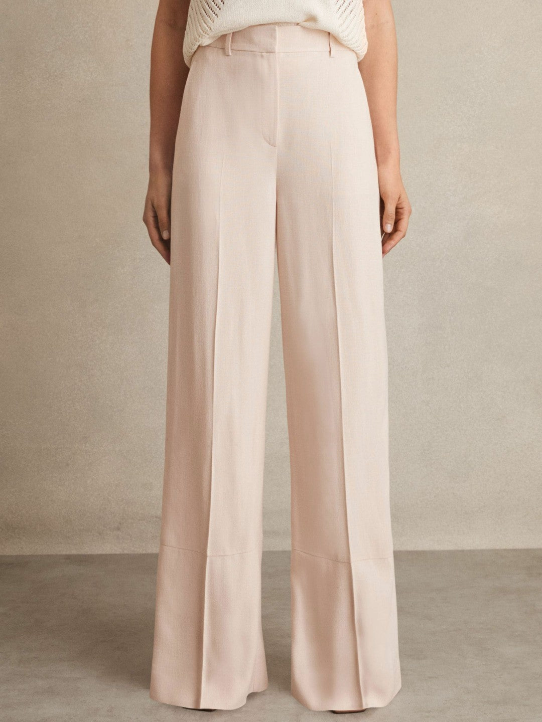 Women Petite Wide-Leg Suit Trousers in Pink