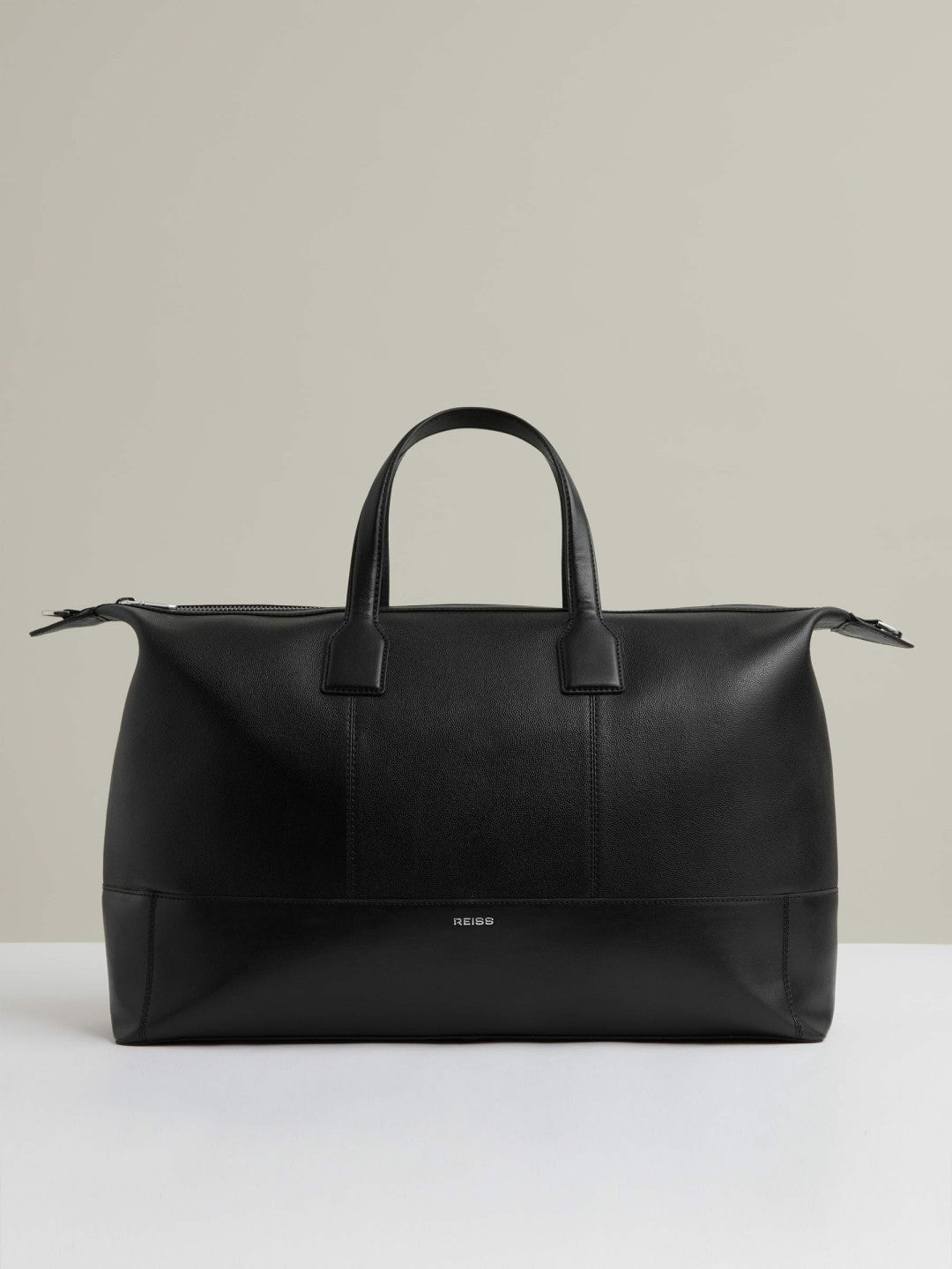 Men Micro-Grain Leather Holdall in Black