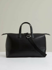 Men Micro-Grain Leather Holdall in Black