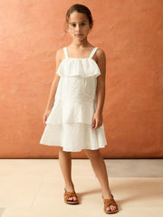 Children & Baby 13-14 yrs SmileyWorld Broderie Logo Dress in Ivory