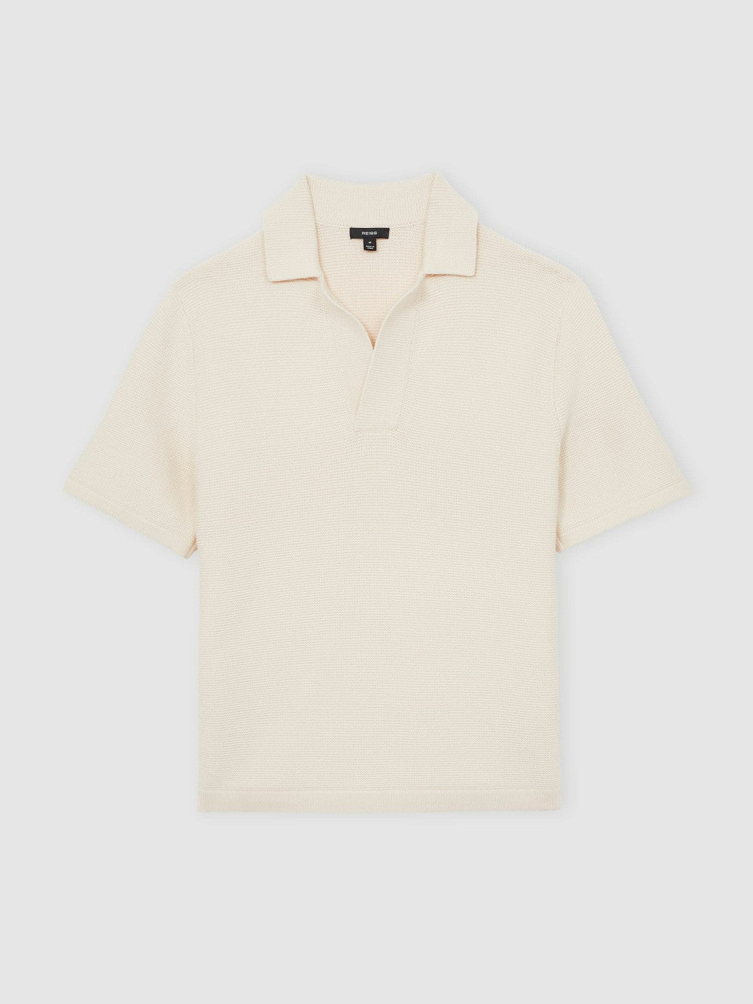 Men Oversize Textured Polo Shirt Cotton-Blend in Off White