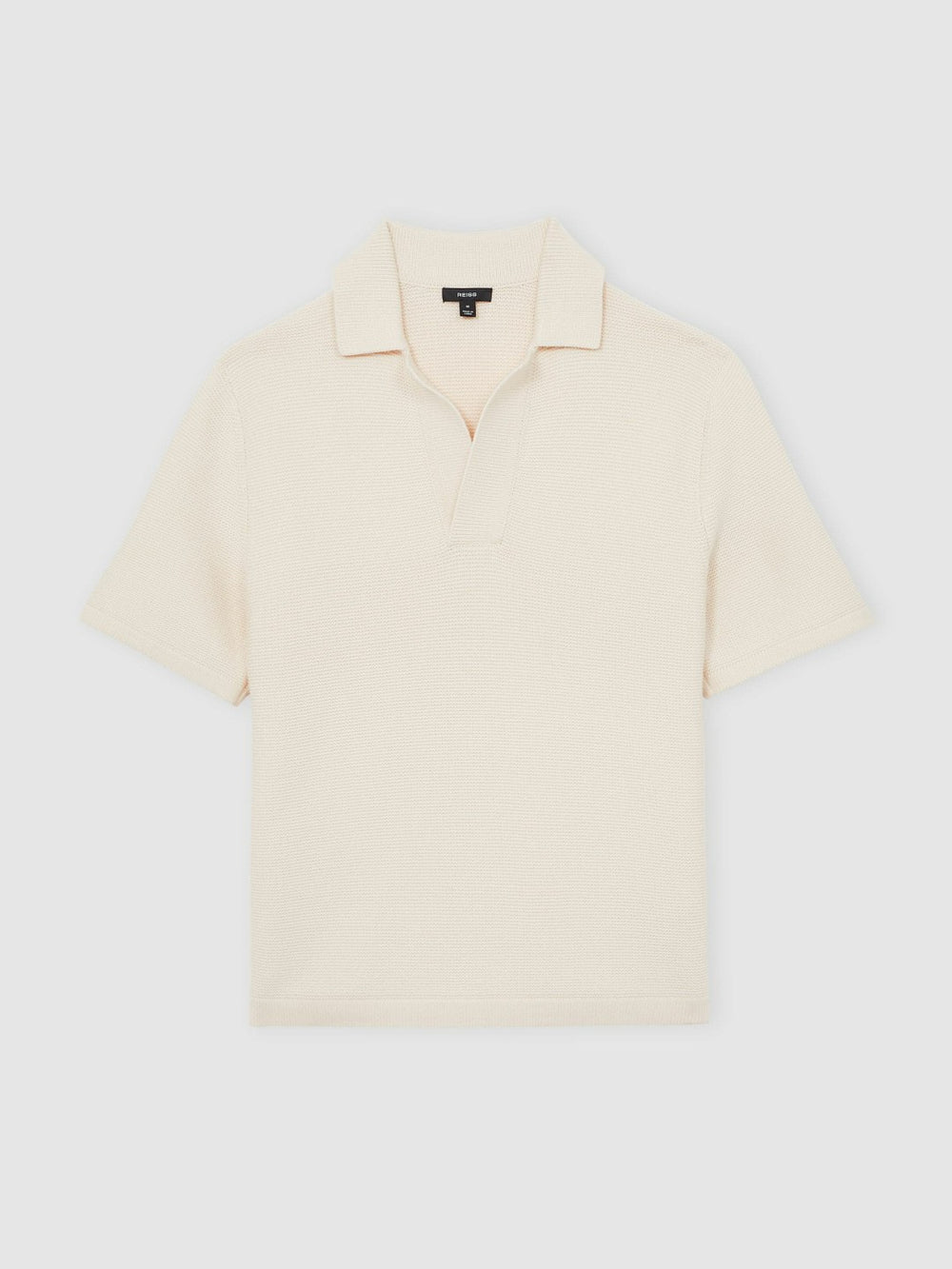 Men Oversize Textured Polo Shirt Cotton-Blend in Off White