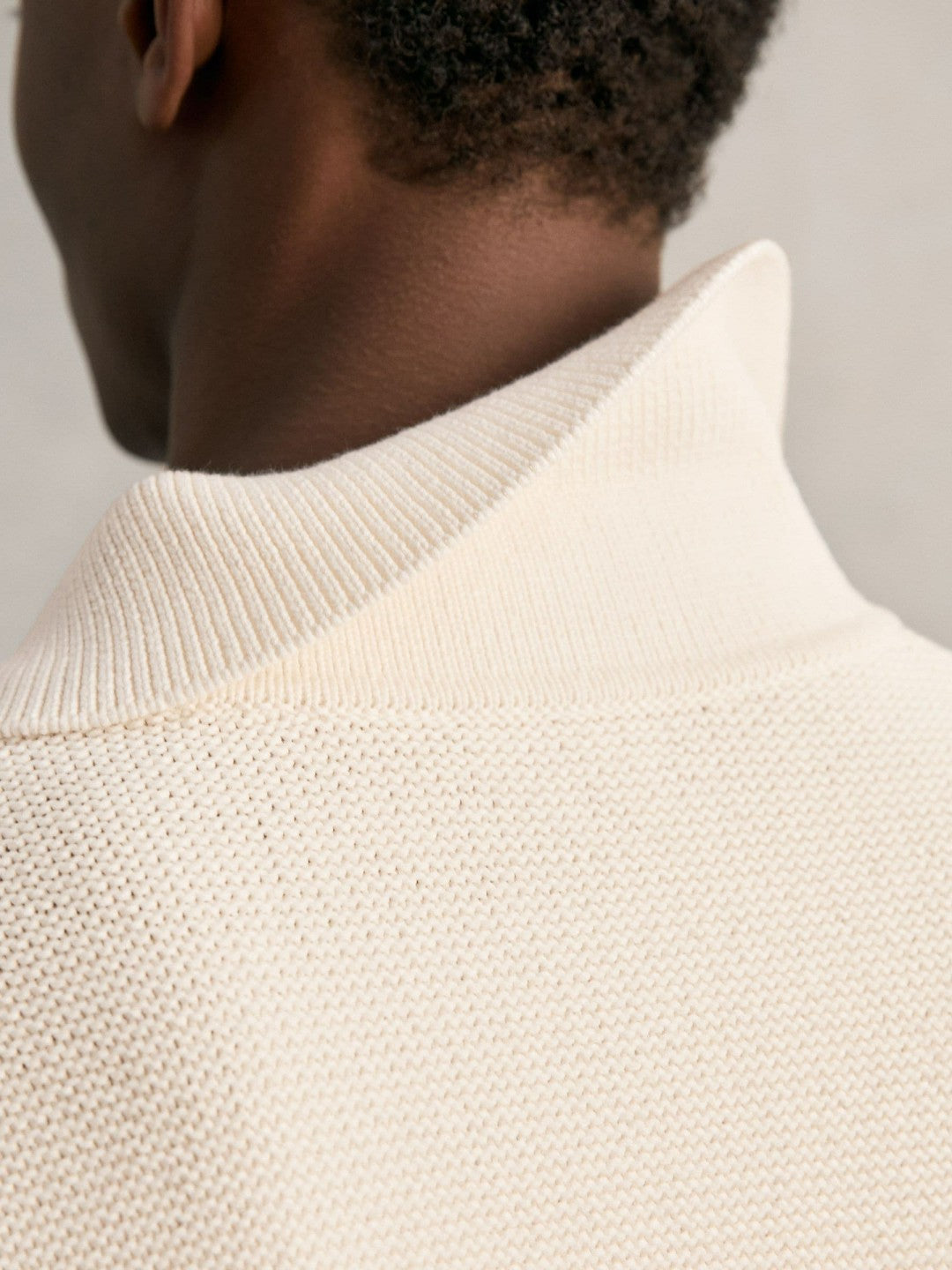 Men Oversize Textured Polo Shirt Cotton-Blend in Off White