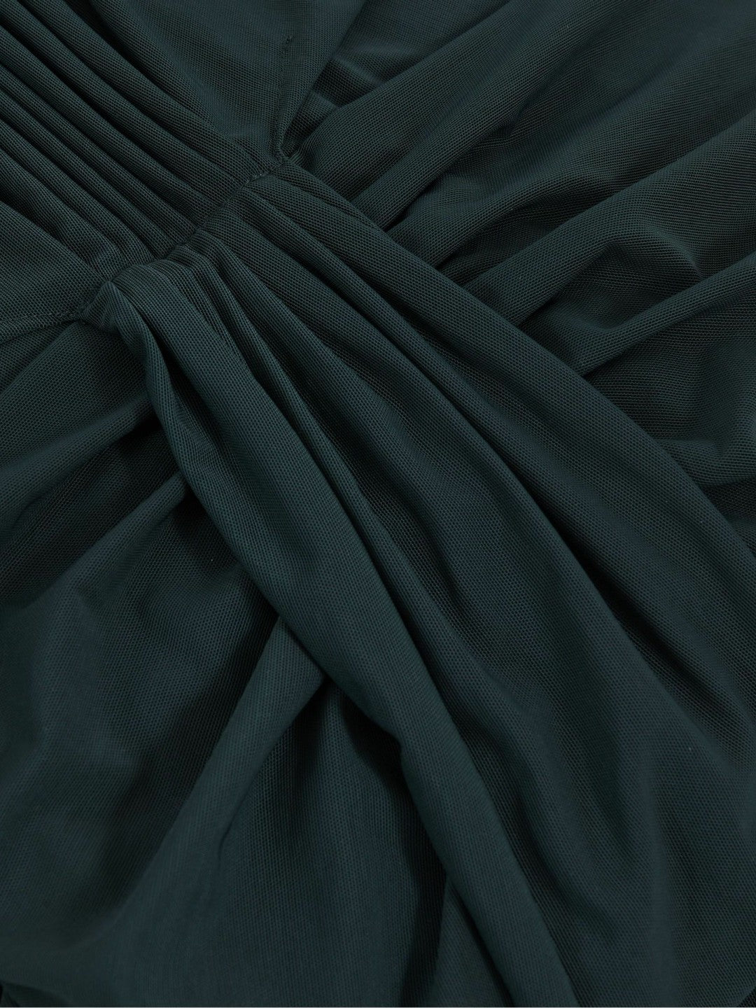 Women Sheer Ruched Maxi Dress in Teal