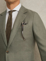 Men Wool-Blend Single-Breasted Blazer Slim-Fit in Sage Green