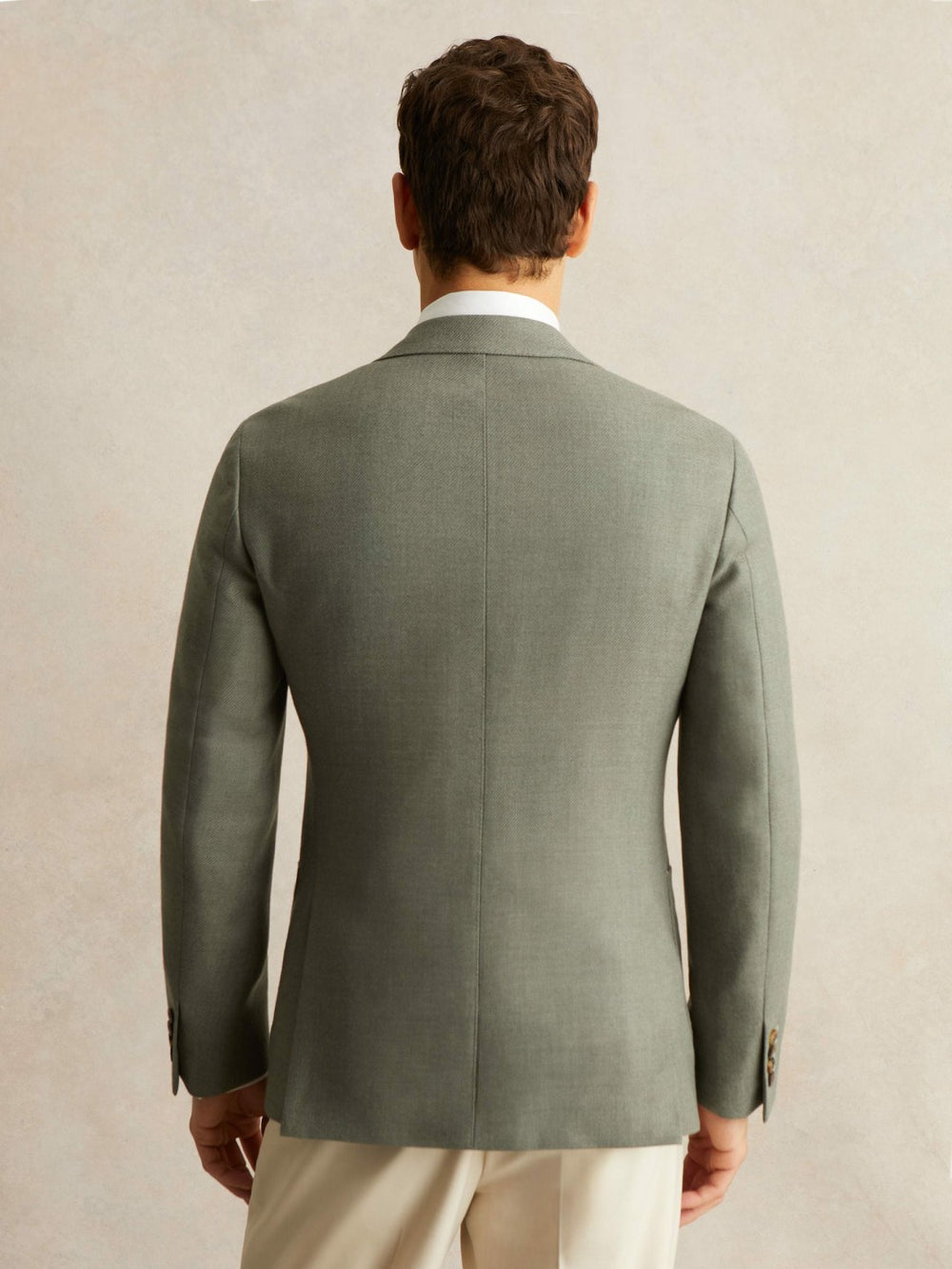 Men Wool-Blend Single-Breasted Blazer Slim-Fit in Sage Green