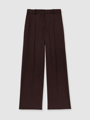 Women Petite Wool-Blend Wide-Leg Suit Trousers in Aubergine