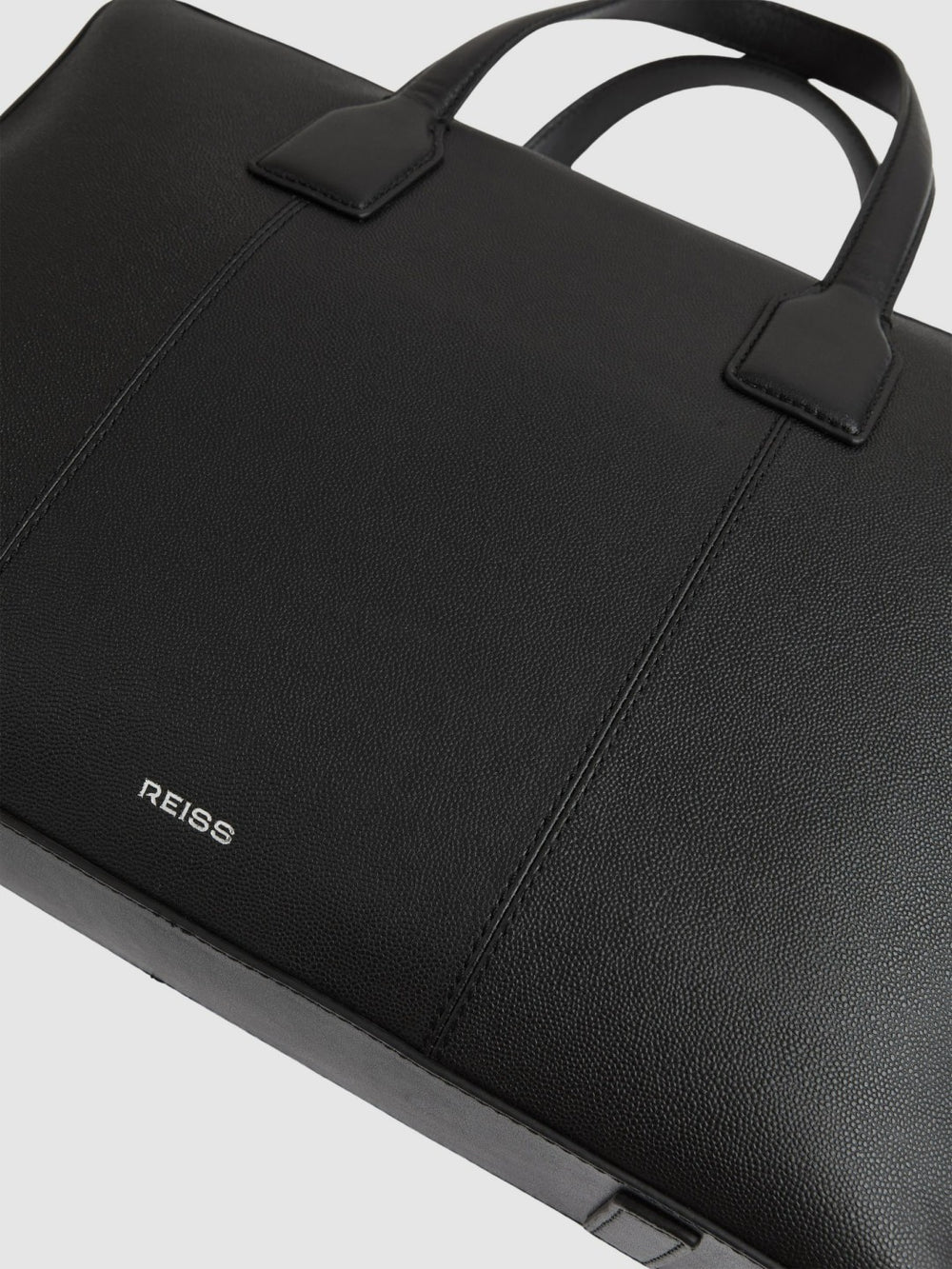 Men Micro-Grain Leather Briefcase in Black
