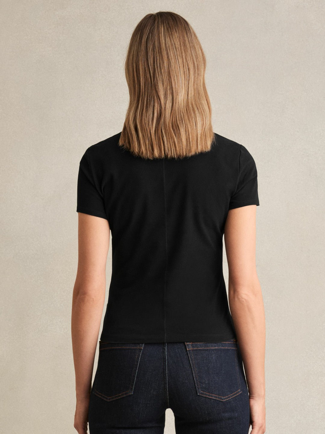 Women Stretch-Cotton Crew-Neck T-Shirt in Black