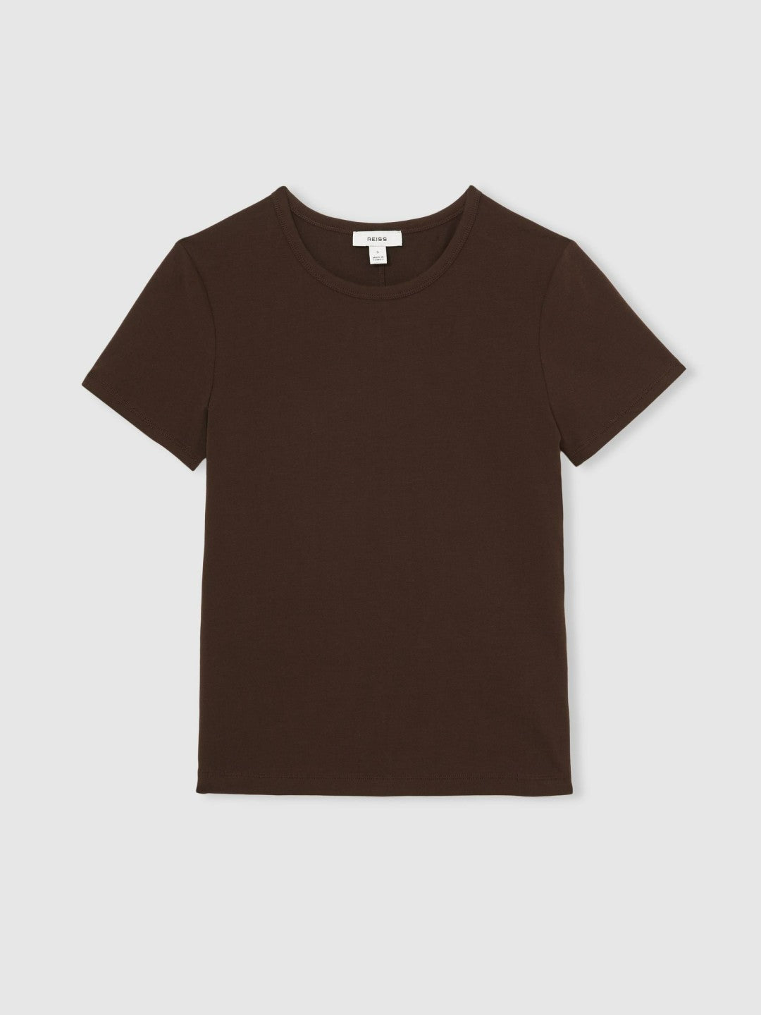 Women Stretch-Cotton Crew-Neck T-Shirt in Chocolate Brown