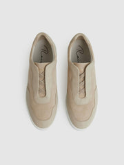 Men Leather Elasticated-Lace Trainers in Ecru