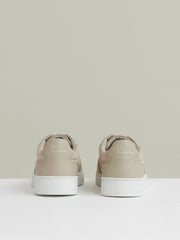 Men Leather Elasticated-Lace Trainers in Ecru