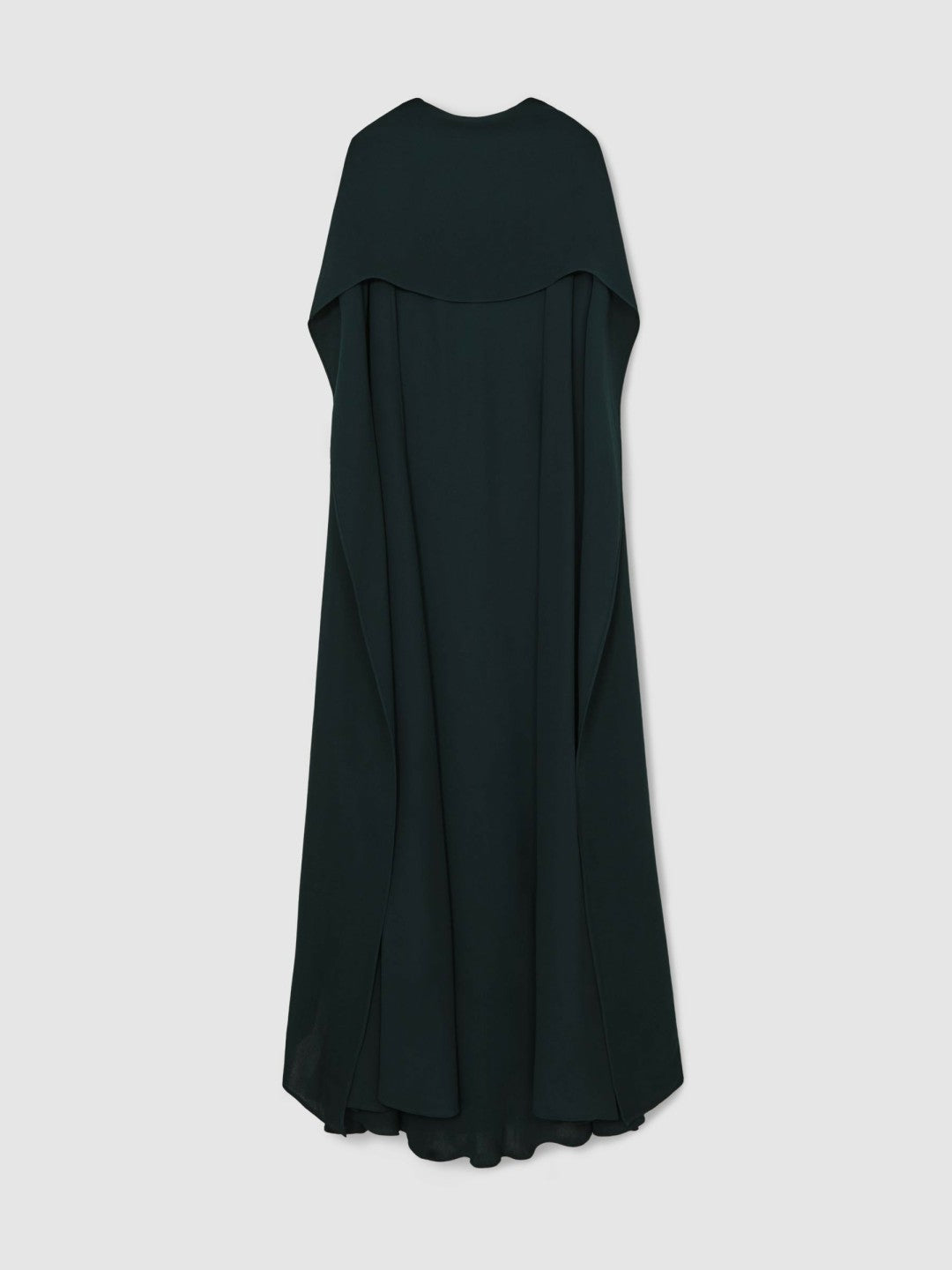 Women Crepe Cape Maxi Dress in Teal Green