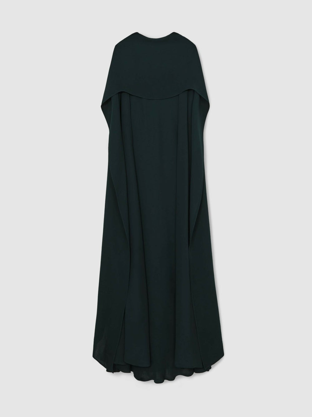 Women Crepe Cape Maxi Dress in Teal Green