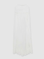 Women Crepe Cape Maxi Dress in White