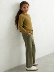 Children & Baby 9-13 yrs Wool-Blend Open-Stitch Jumper with Cashmere in Khaki Green
