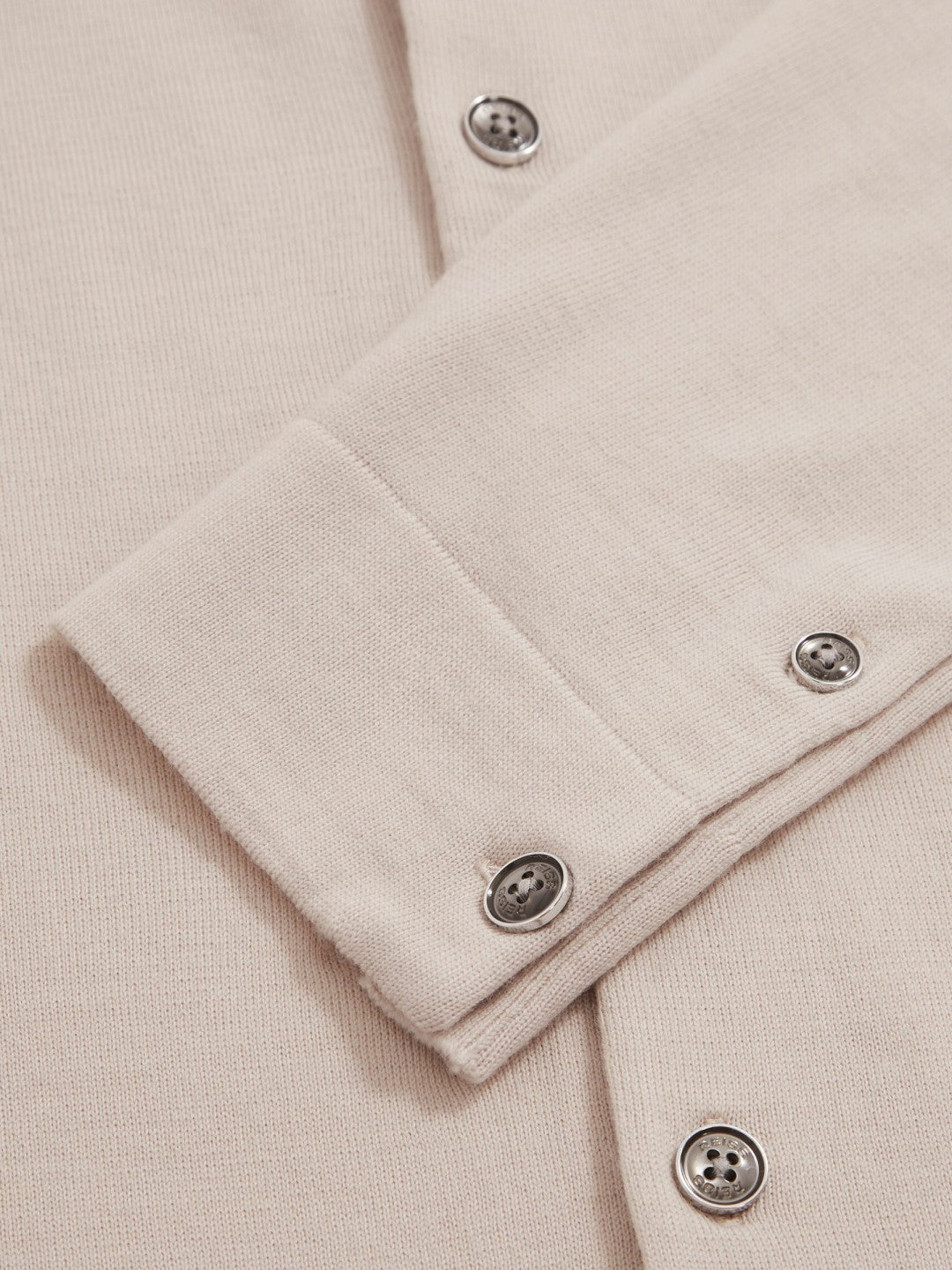 Men Merino Wool Button-Through Cardigan in Beige