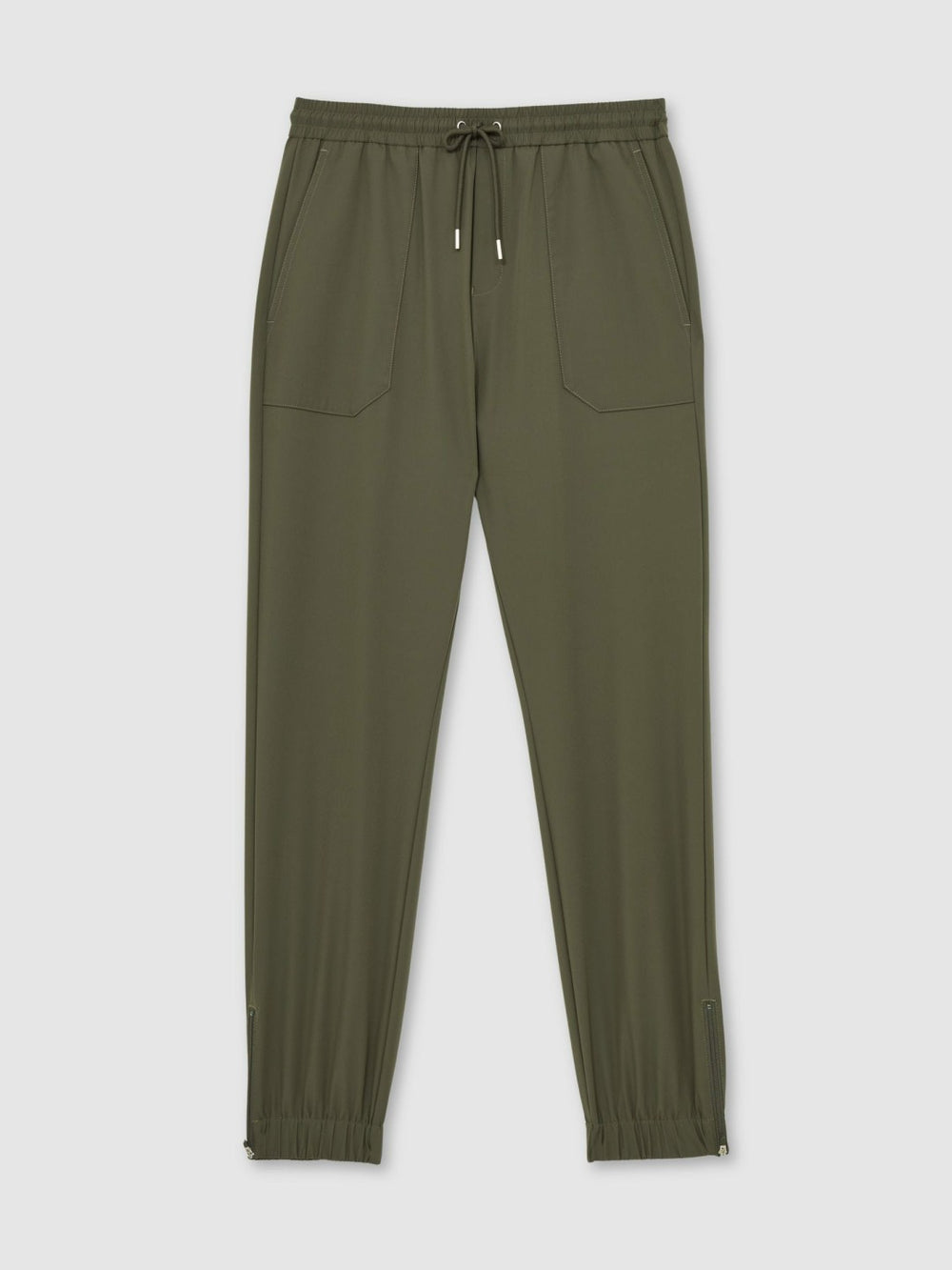 Men Drawstring Technical Cuffed Trousers in Green